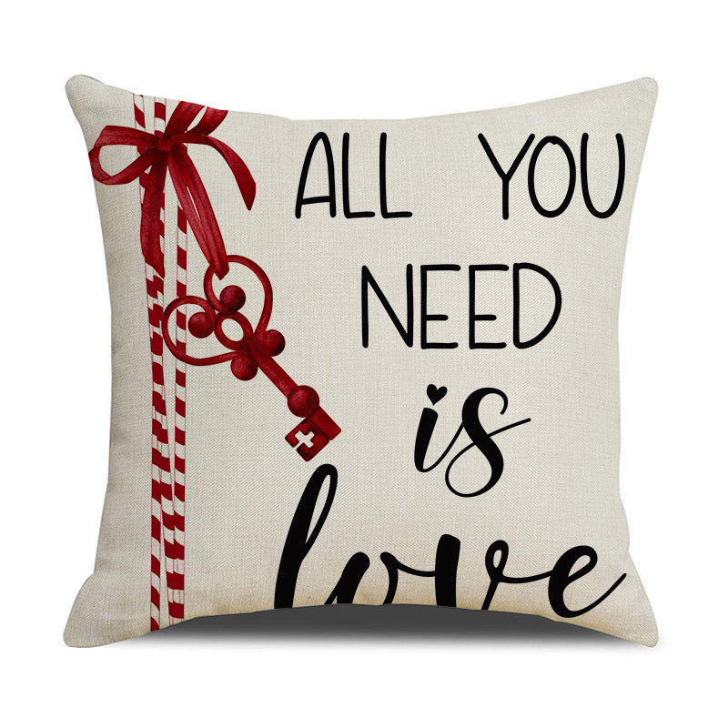 Valentines Day Nordic Linen Pillow Cover Romantic Home Decor