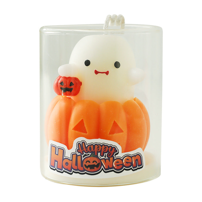 Halloween Ghost Pumpkin Candle Glass Cup Decor