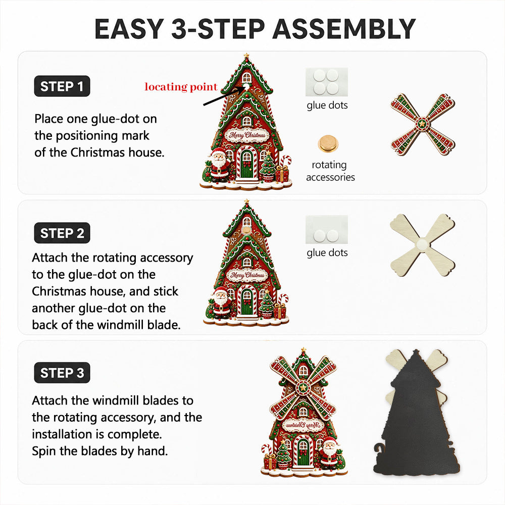 Christmas Fridge Magnet Rotatable Windmill Holiday Decor