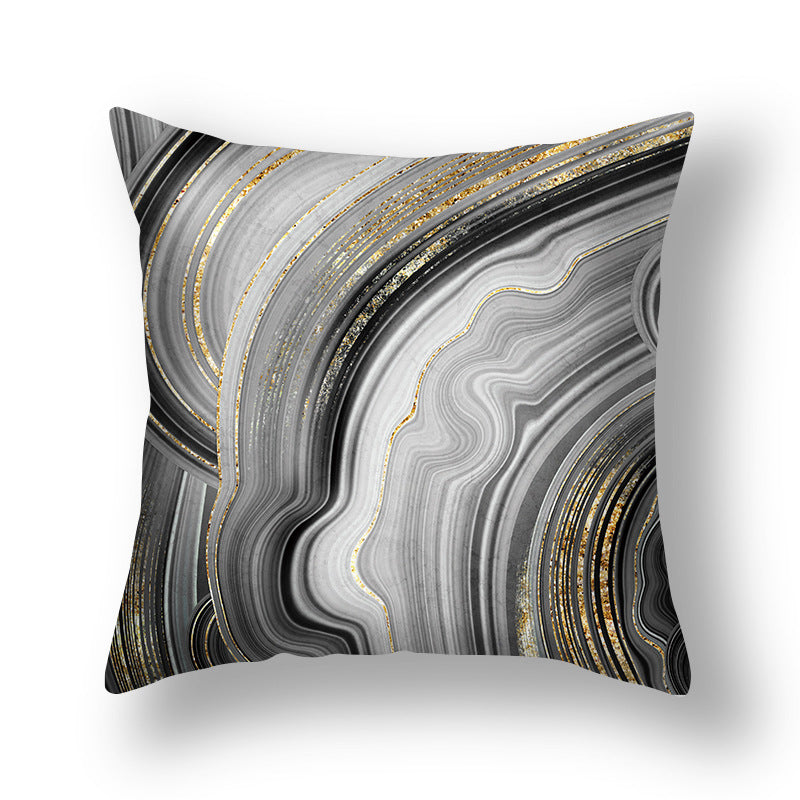 Abstract Gold Foil Linen Throw Pillow Cover 18x18 Square