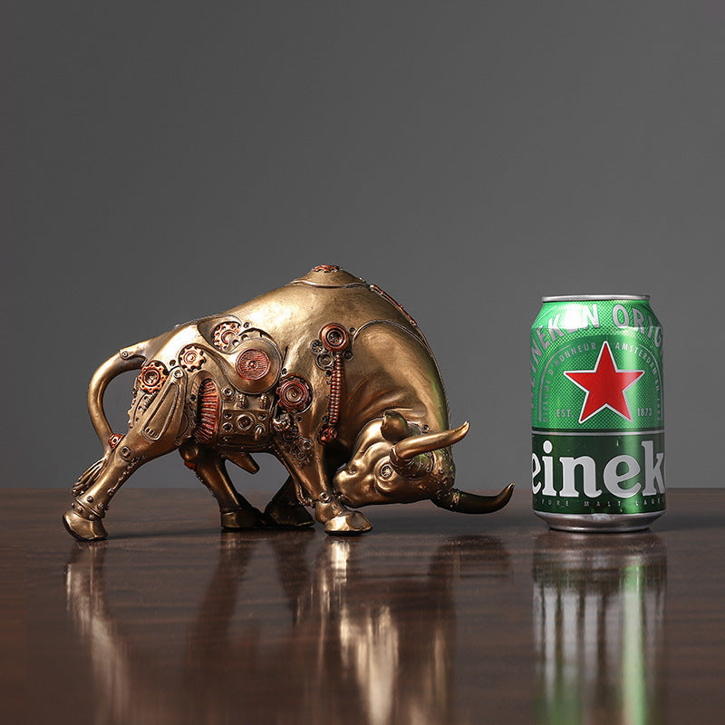 Steampunk Bull Sculpture Modern Resin Decor Home Accent