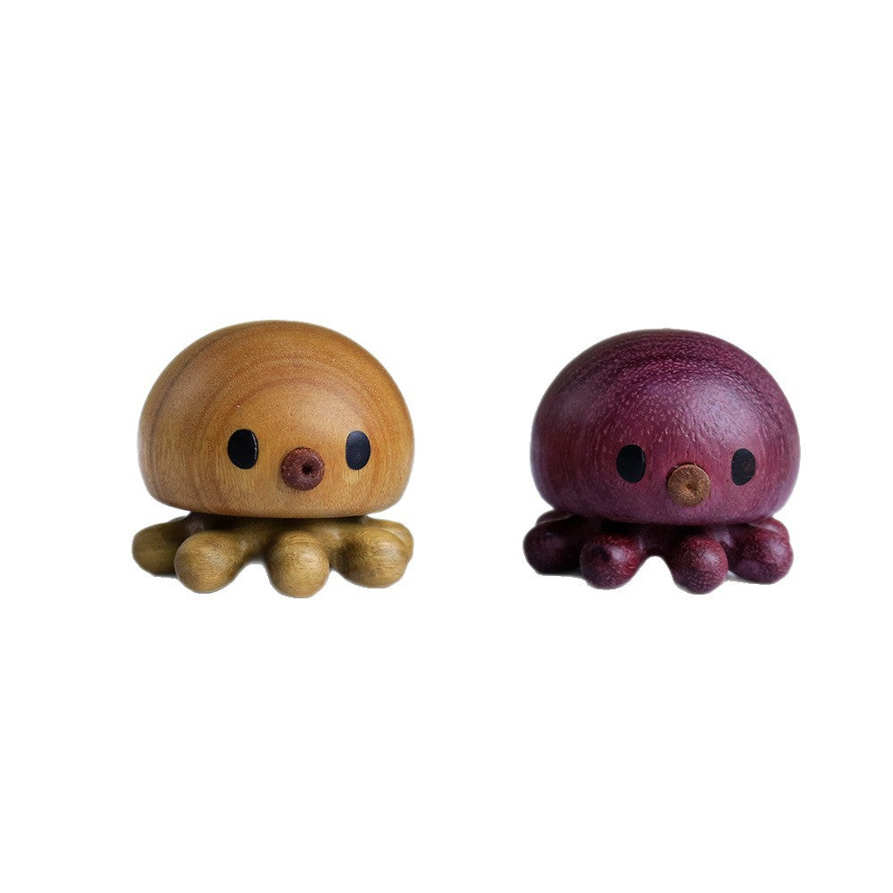 Wooden Octopus Figurine Magnetic Desk Decor Gift