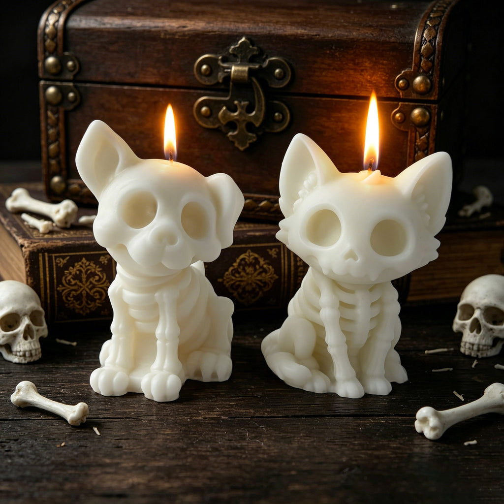 Halloween Skeleton Cat Dog Candle Cute Gothic Animal Decor Gift