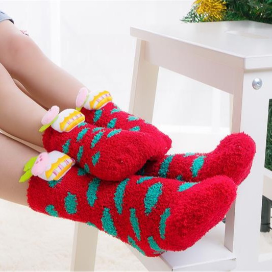 Christmas Coral Fleece Cozy Winter Holiday Socks