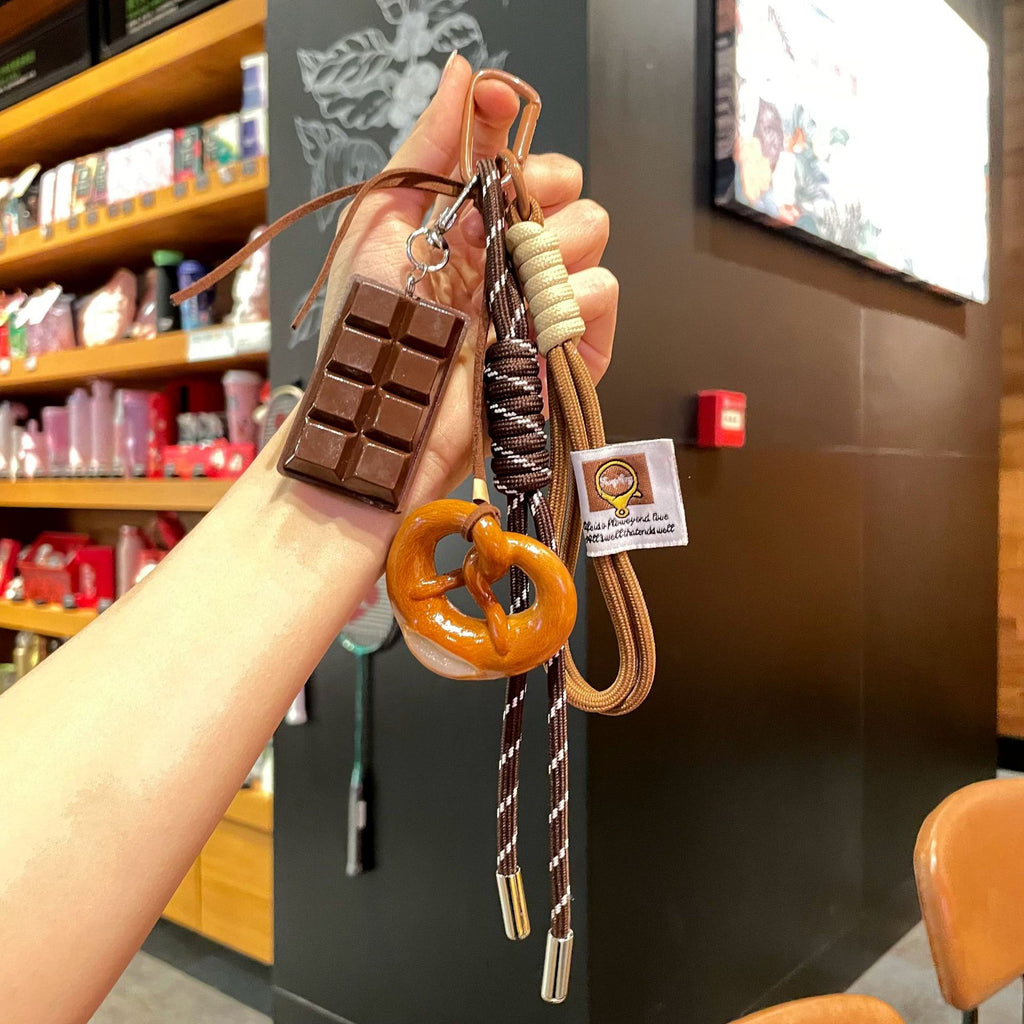 Cute Bread Keychain Pretzel Chocolate Bag Charm