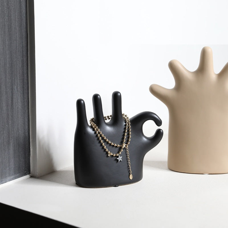 Modern Ceramic Hand Jewelry Holder Ring Display Stand Decor