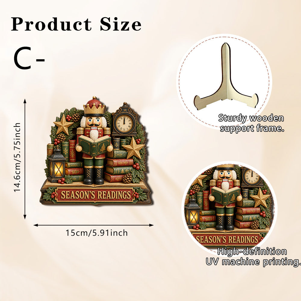 Christmas Reading Theme Wooden Tabletop Decor