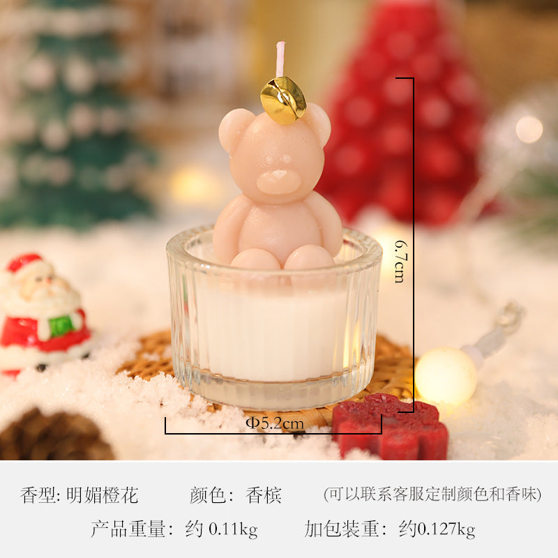 Christmas Glass Cup Scented Candle Holiday Home Decor