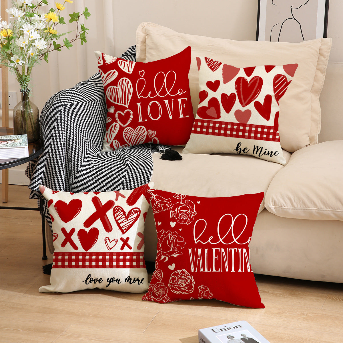 Valentine Red Heart Throw Pillow Covers for Cozy Home Décor