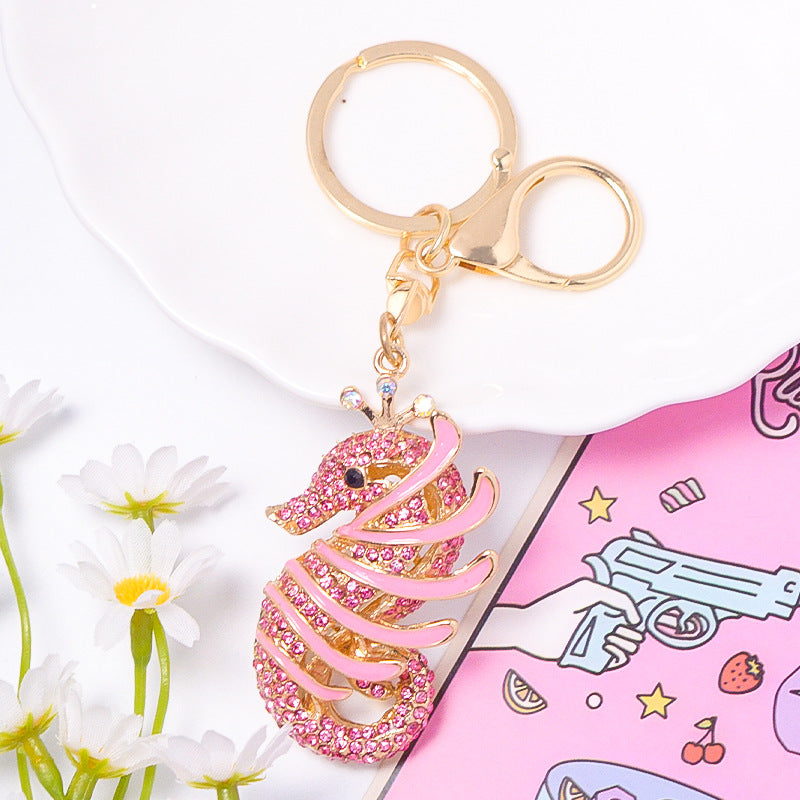 Rhinestone Seahorse Keychain Ocean Animal Bag Charm