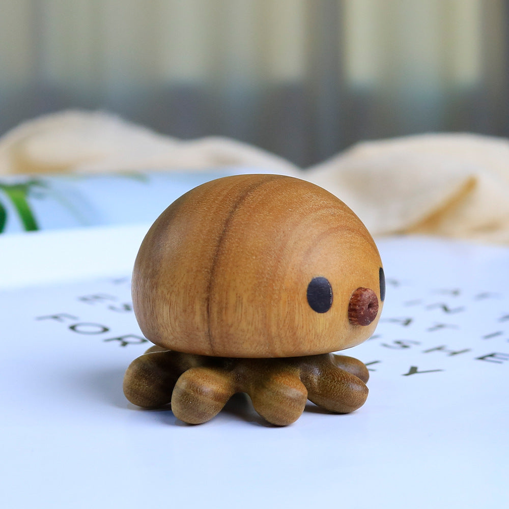 Wooden Octopus Figurine Magnetic Desk Decor Gift