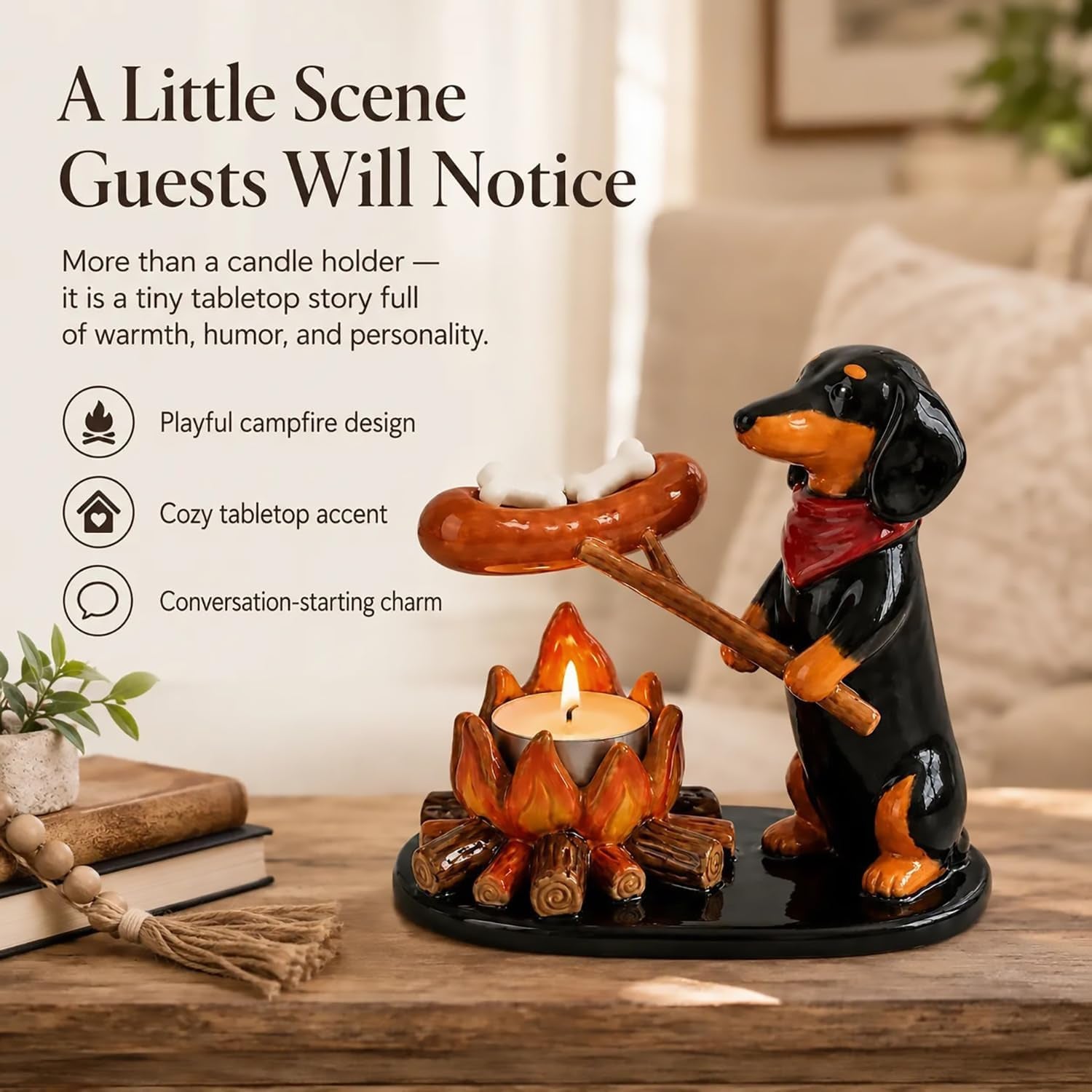 Cute Campfire Animal Tea Light Holder Resin Home Decor