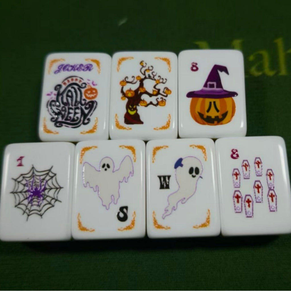 Orange Halloween Mahjong Set Acrylic Game Tiles