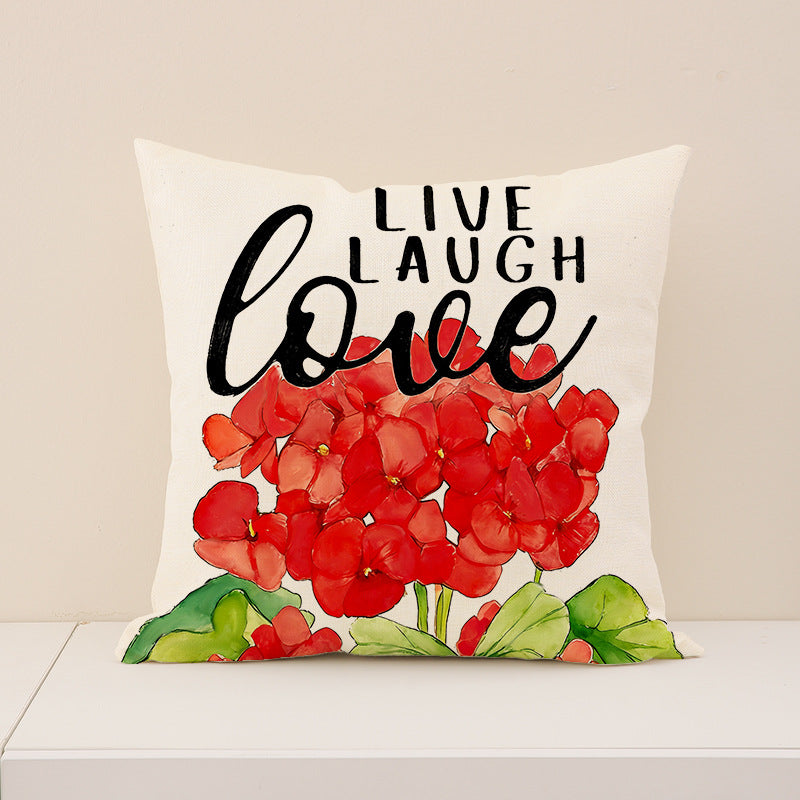 Valentine Floral Truck Linen Pillow Cover 18x18 Inch