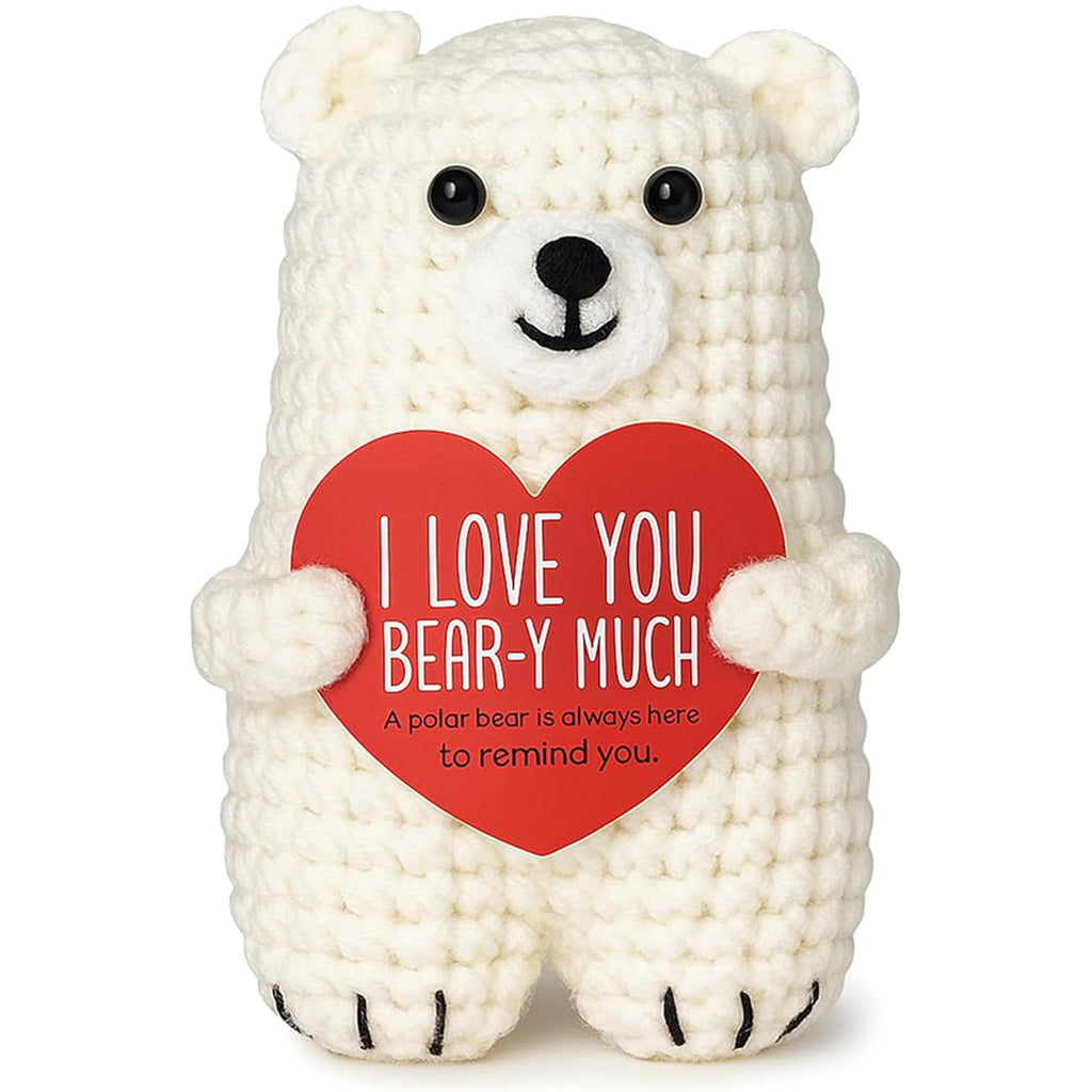 Polar Bear Crochet Plush Love Gift Cute Emotional Doll