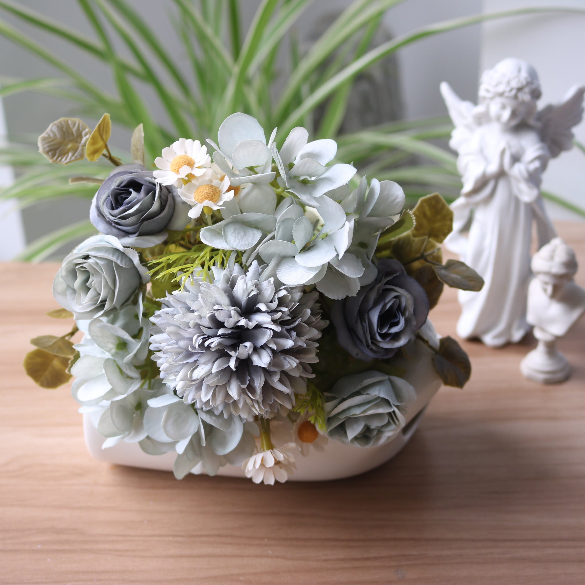 Valentine 7-Stem Faux Autumn Rose Hydrangea Daisy Bouquet