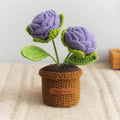 Valentine Handmade Crochet Double Rose Potted Decor
