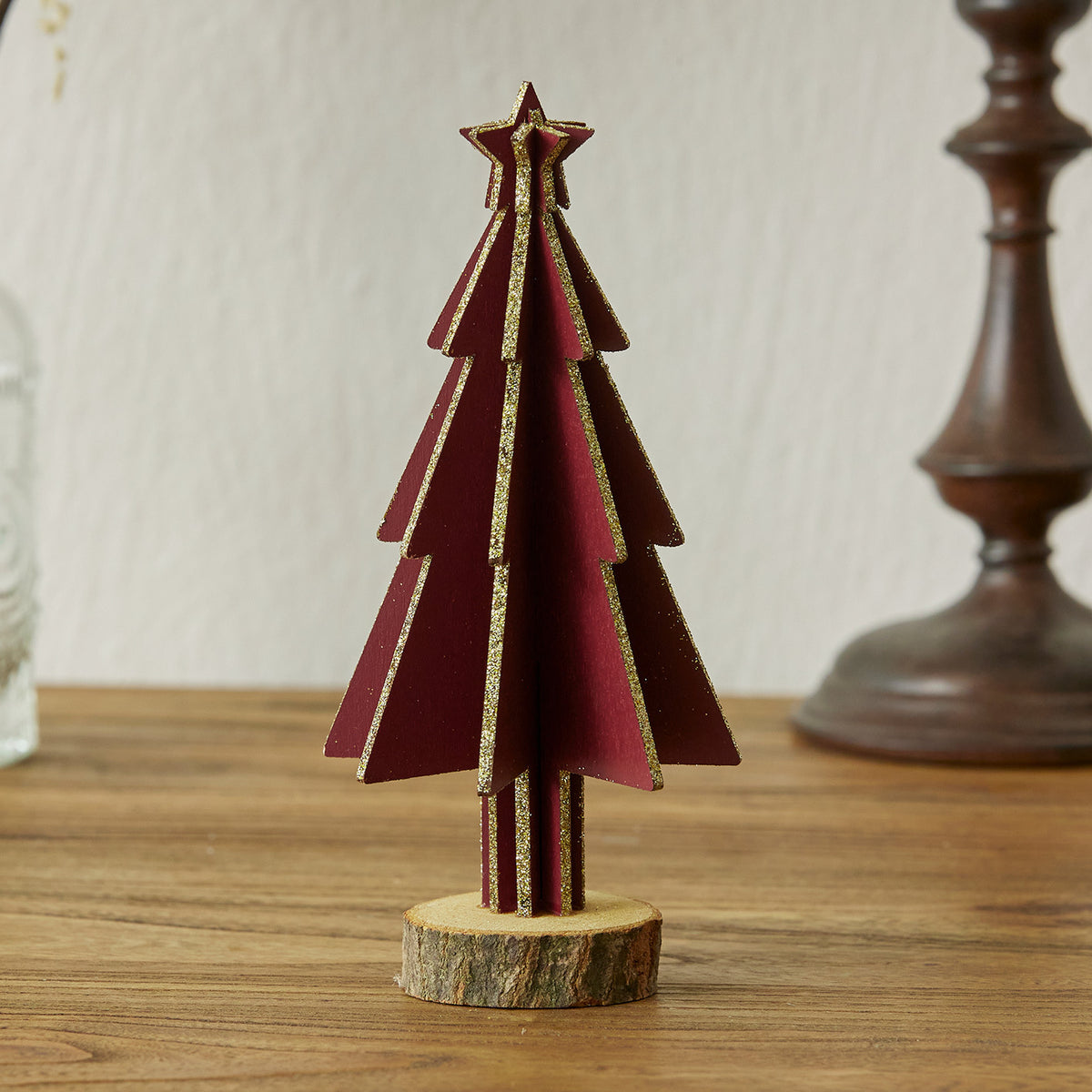 Mini Wooden Christmas Tree Tabletop Holiday Decor