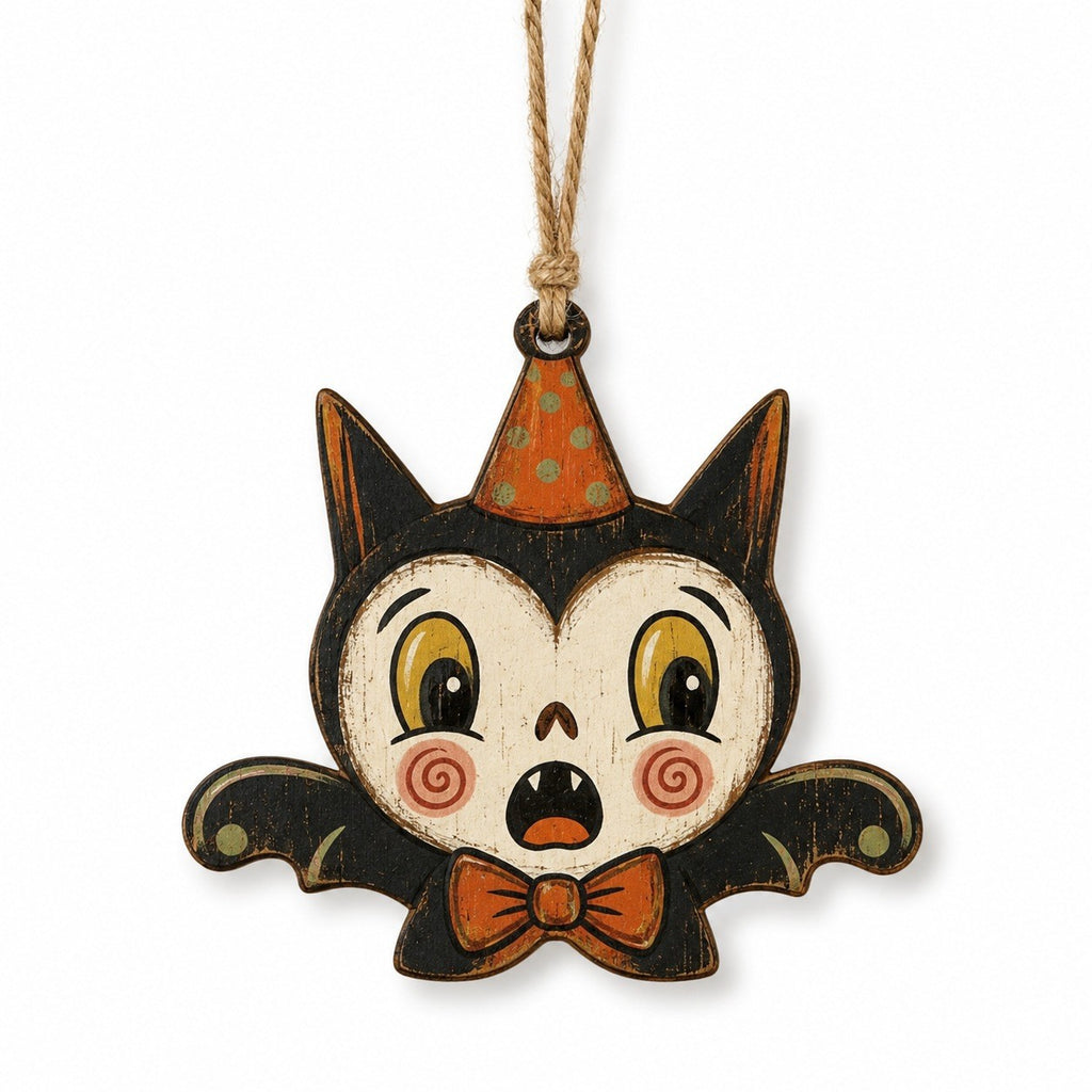 Wooden Halloween Ornament Double Sided Printed Rustic Holiday Decor