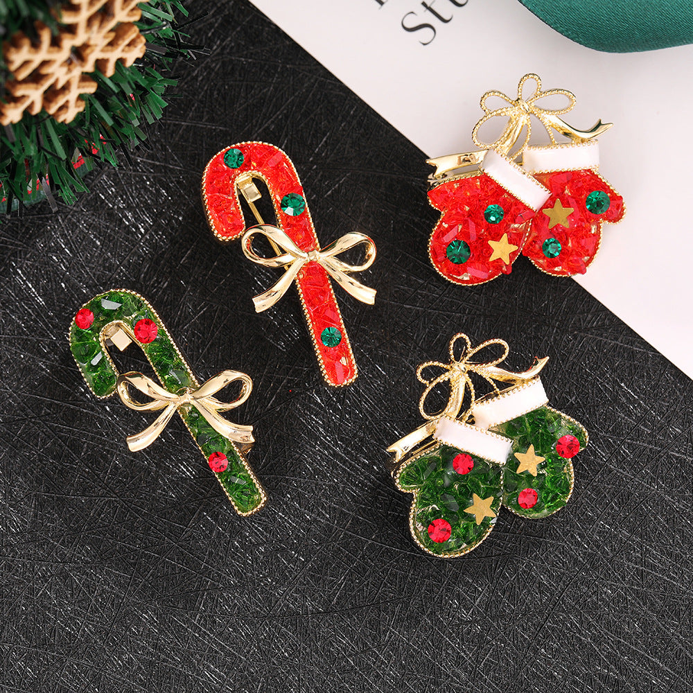 Christmas Alloy Brooch Set Festive Holiday Pin Accessories