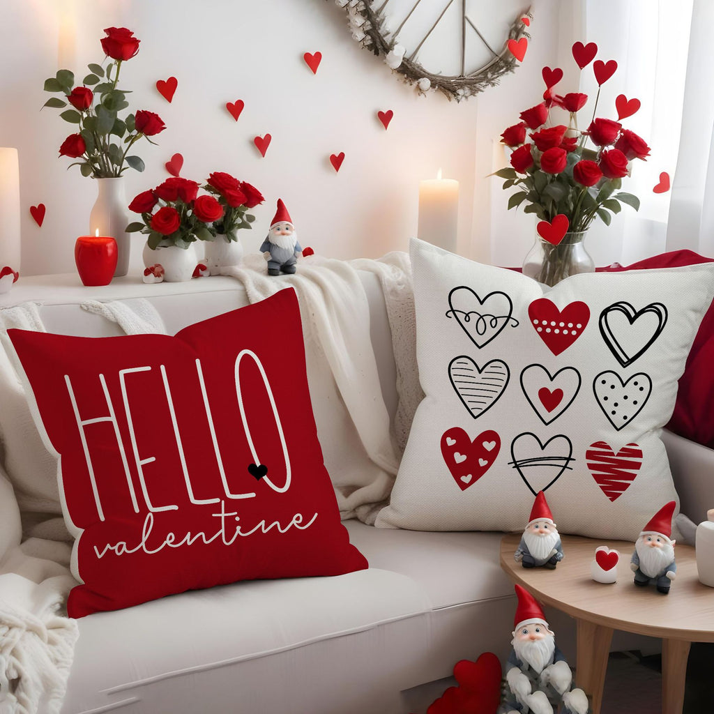 Valentine Red Heart Pillow Covers Romantic Letter Sofa Decor