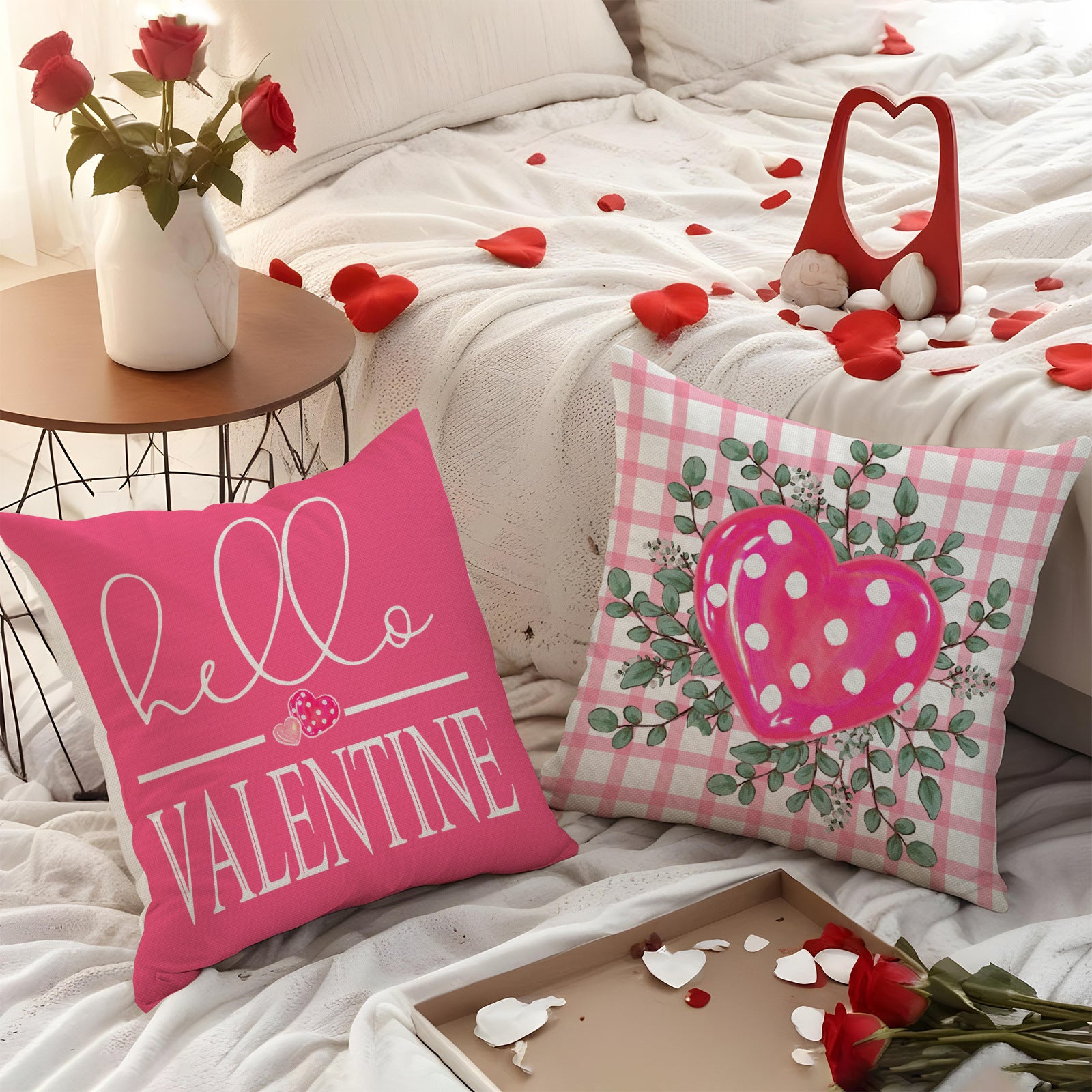 Pink Valentine Pillow Covers Set Love Heart Home Decor