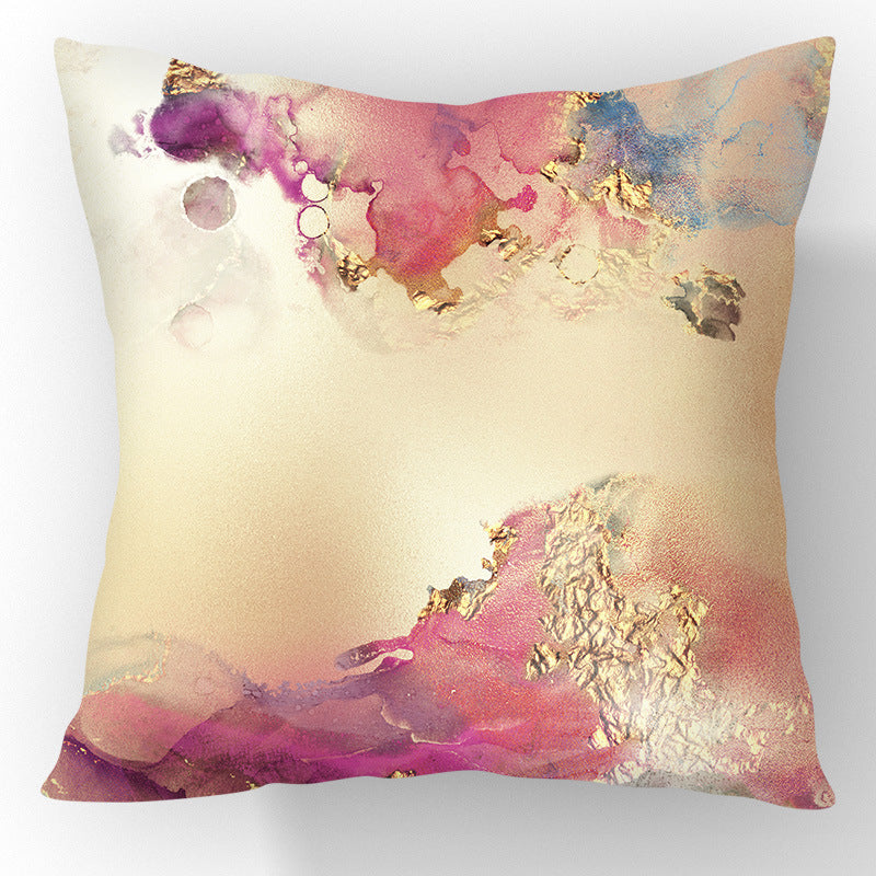 Nordic Gold Foil Abstract Velvet Throw Pillow Cover