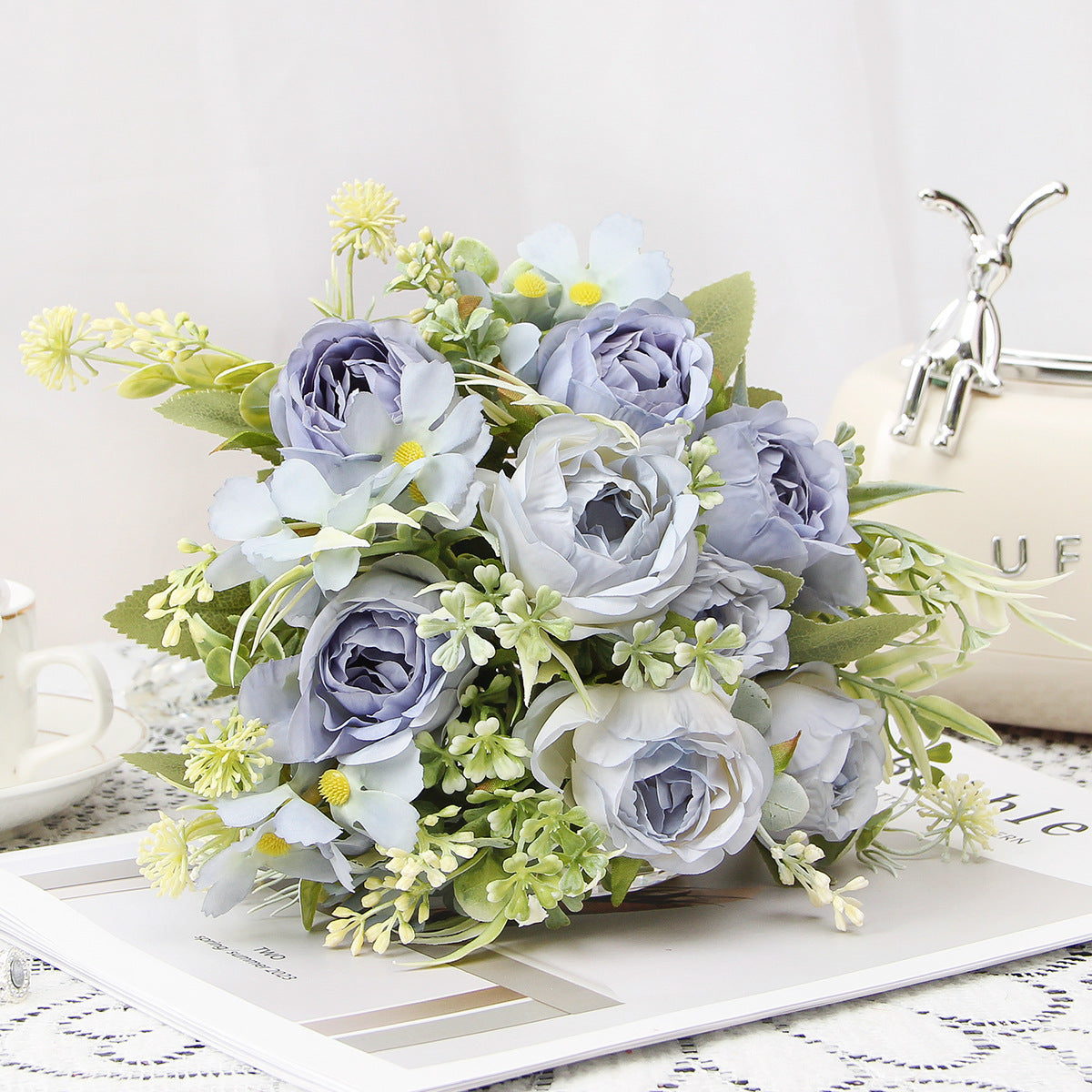 Valentine Artificial Peony Rose Bouquet Home Wedding Decor