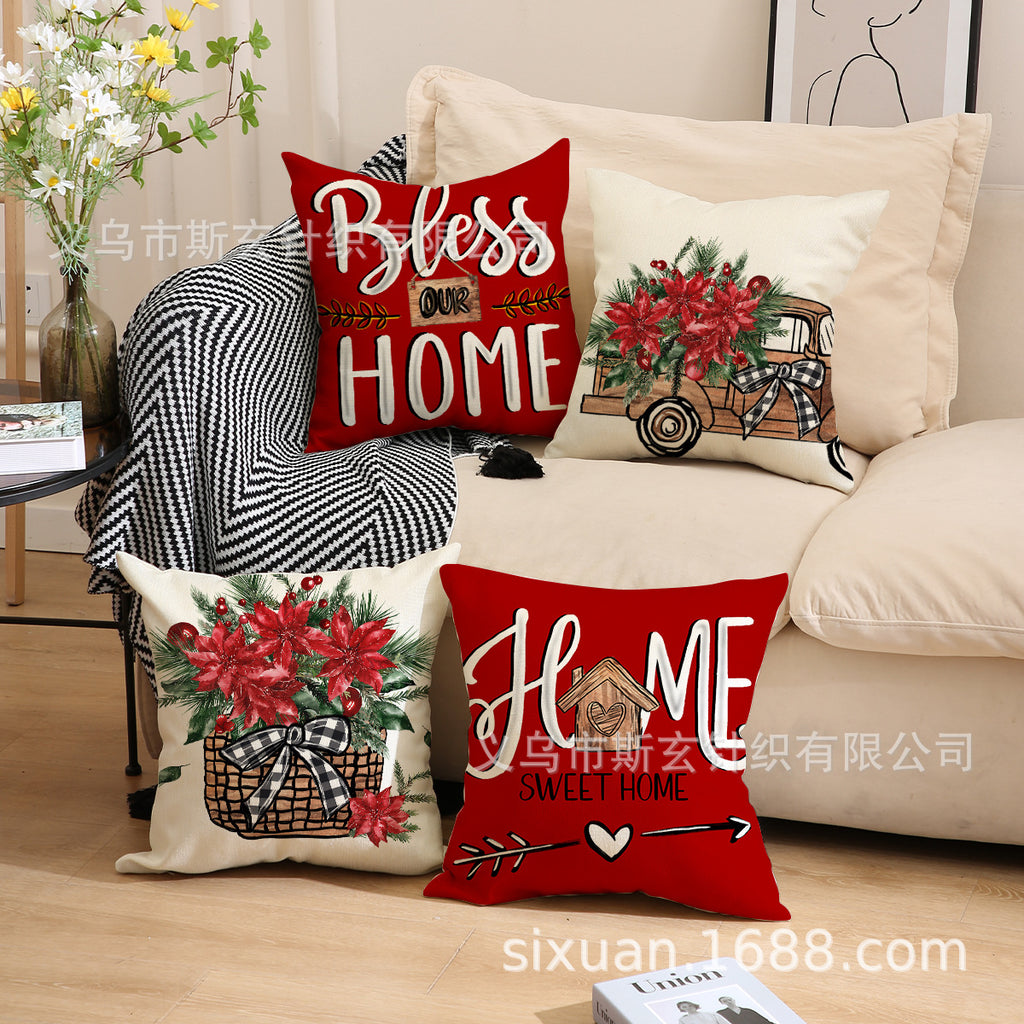 Valentine’s Day Linen Pillow Cover Holiday Letter Home Decor