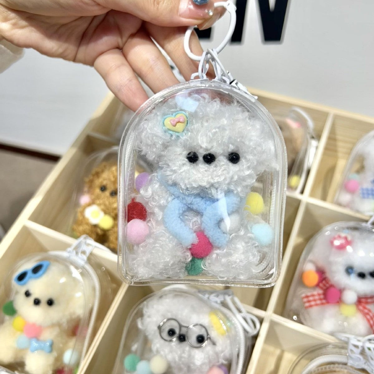 Cute Plush Puppy Bag Charm Mini Keychain Pouch
