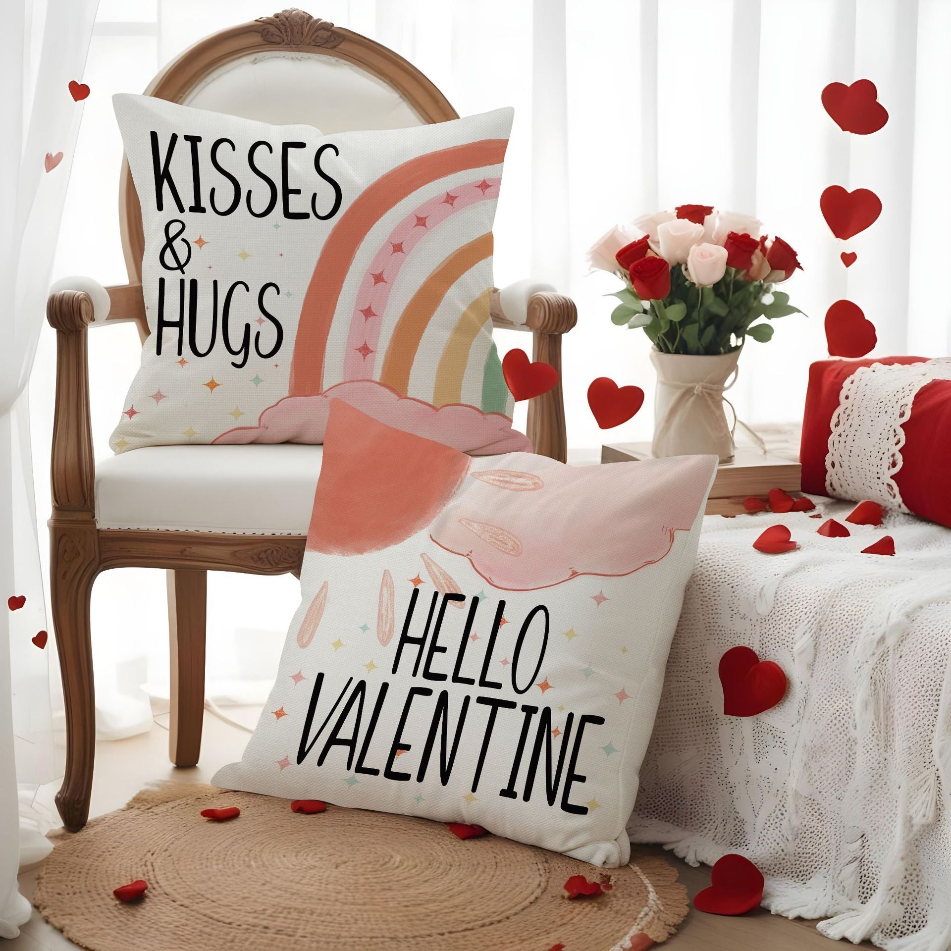 Valentine Pink Heart Throw Pillow Covers Cute Nordic Decor