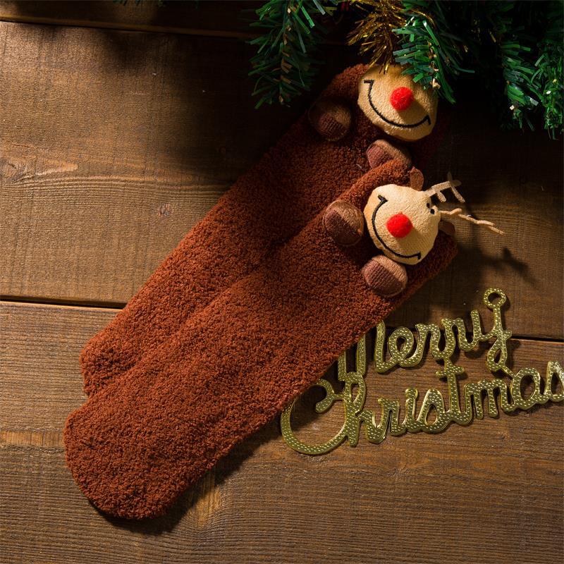 Christmas Coral Fleece Cozy Winter Holiday Socks