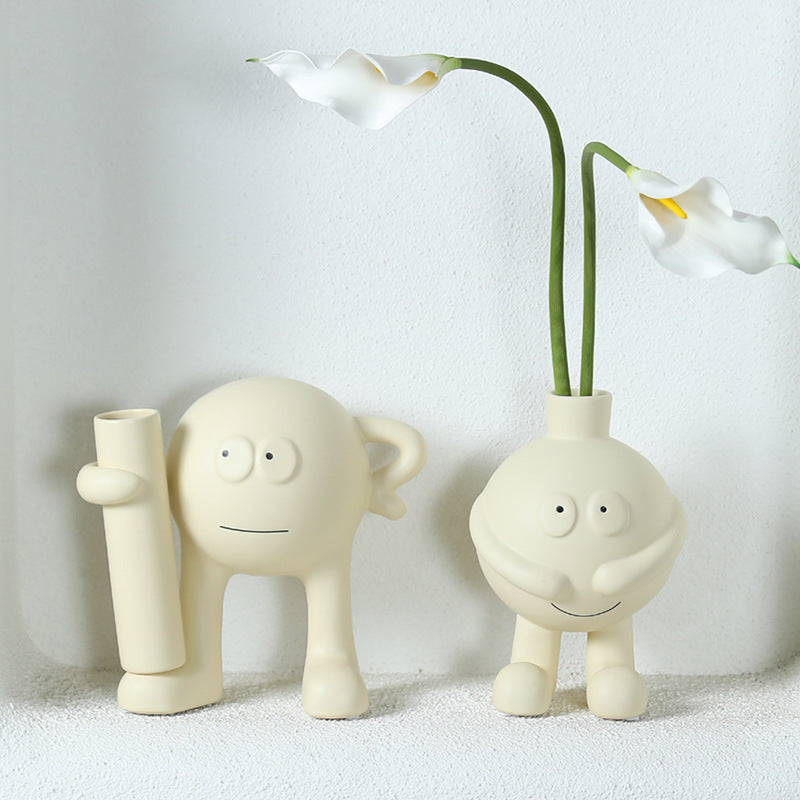 Modern Ceramic Human Figure Vase Nordic Home Decor Accent