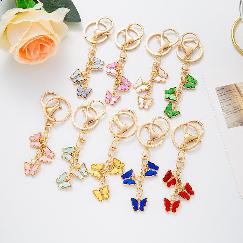 Butterfly Keychain Set Crystal Bag Charm Accessory