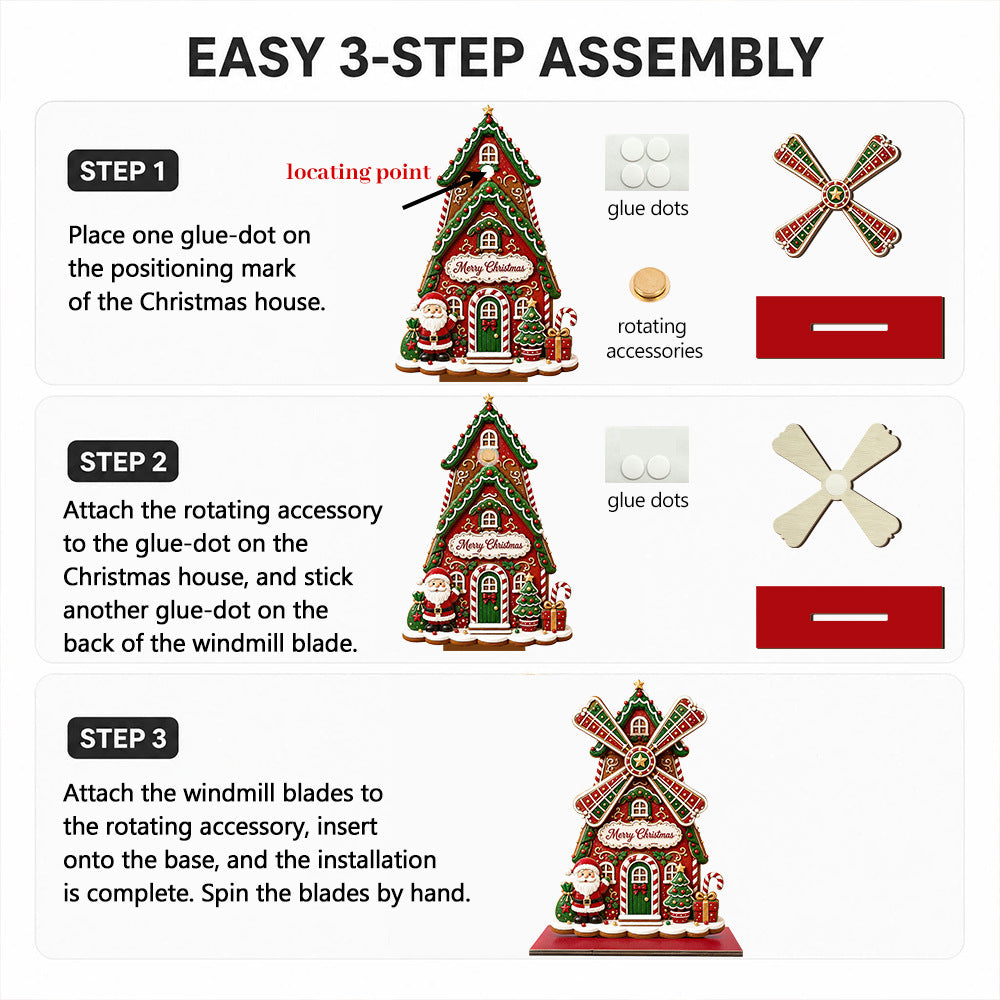Christmas Santa Windmill Wooden Tabletop Decor
