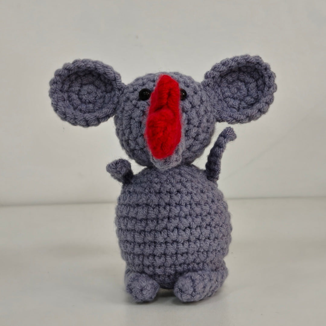 Handmade Crochet Elephant Plush With Heart Message Card