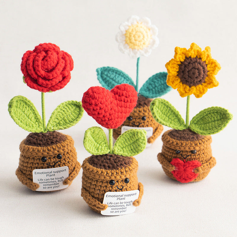Valentine Holiday Decorations Crochet Flower Pot Decor