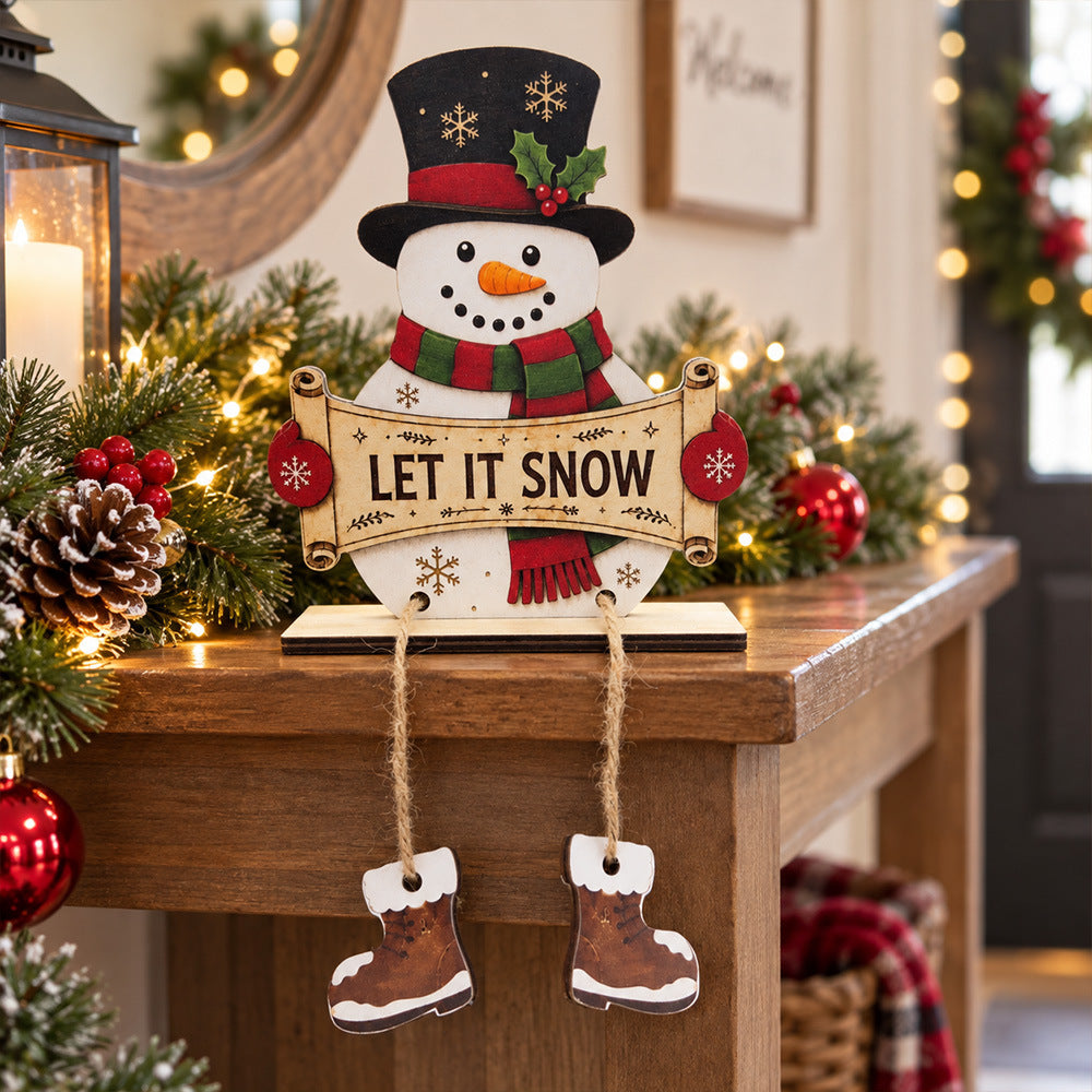 Christmas Gnome Wooden Tabletop Decor With Boots