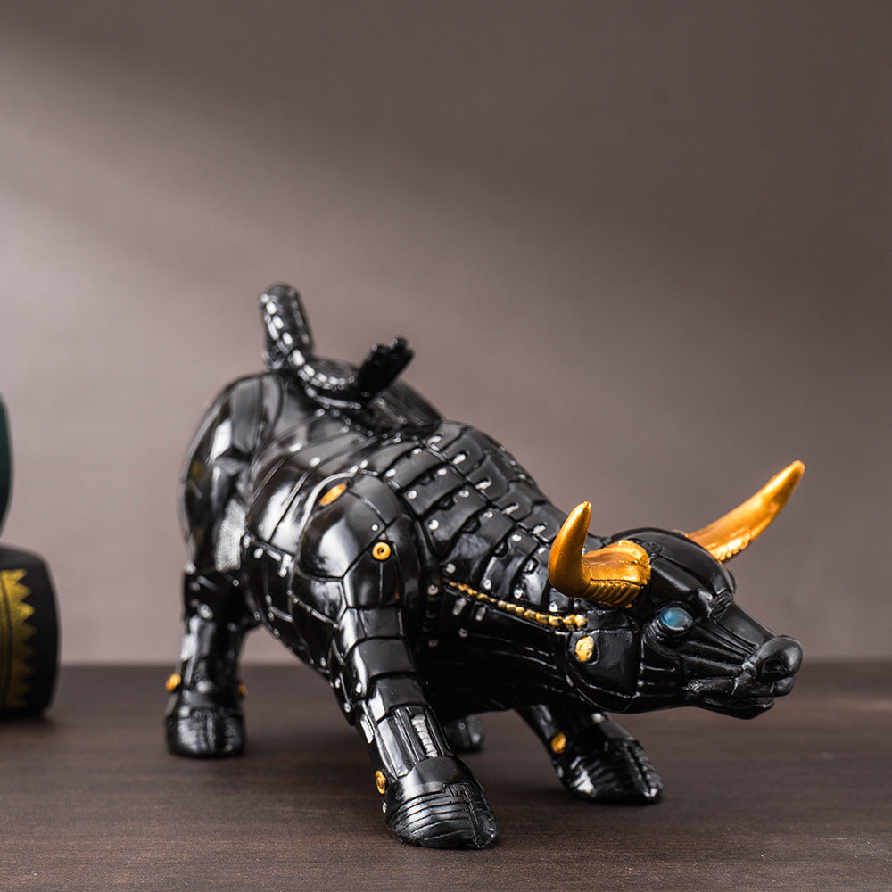 Resin Bull Statue Animal Decor for Home Office Desk Gift