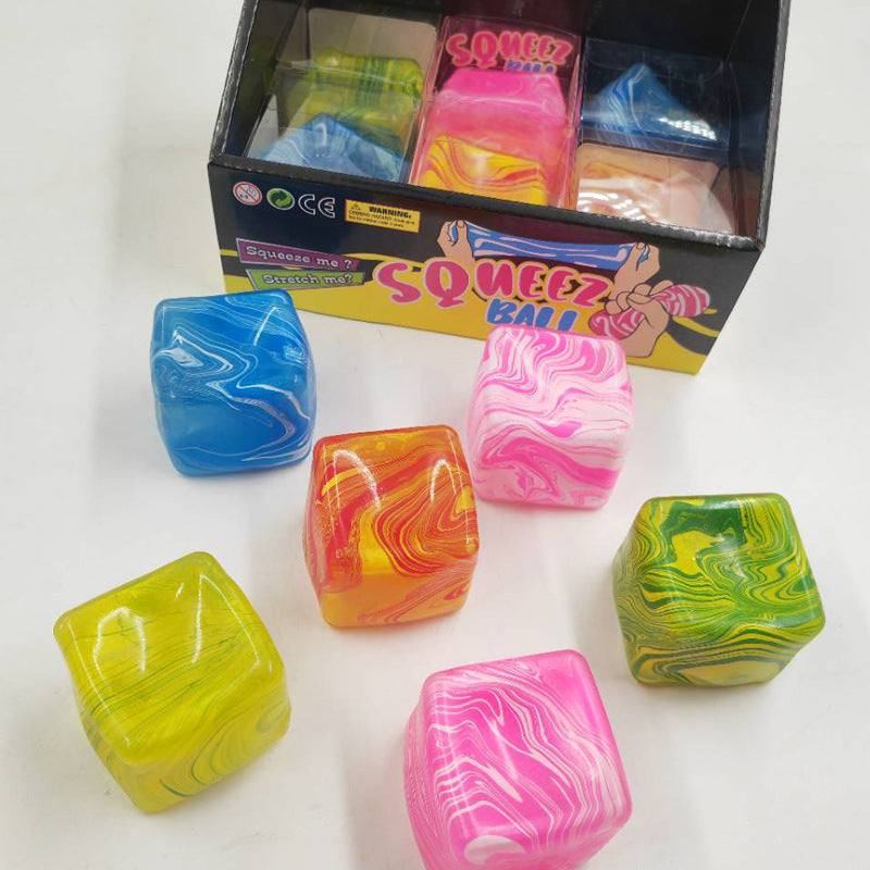 Marble Cube Squishy Soft Stress Relief Toy Color Swirl