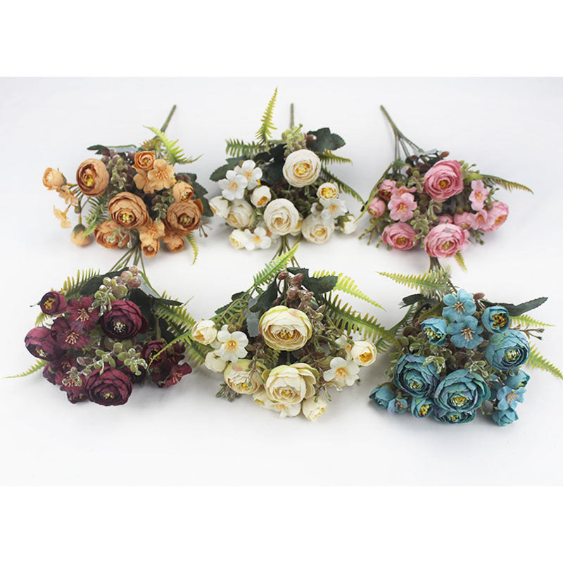 Valentine’s Day Tea Rose Faux Flower Bouquet Decor Gift