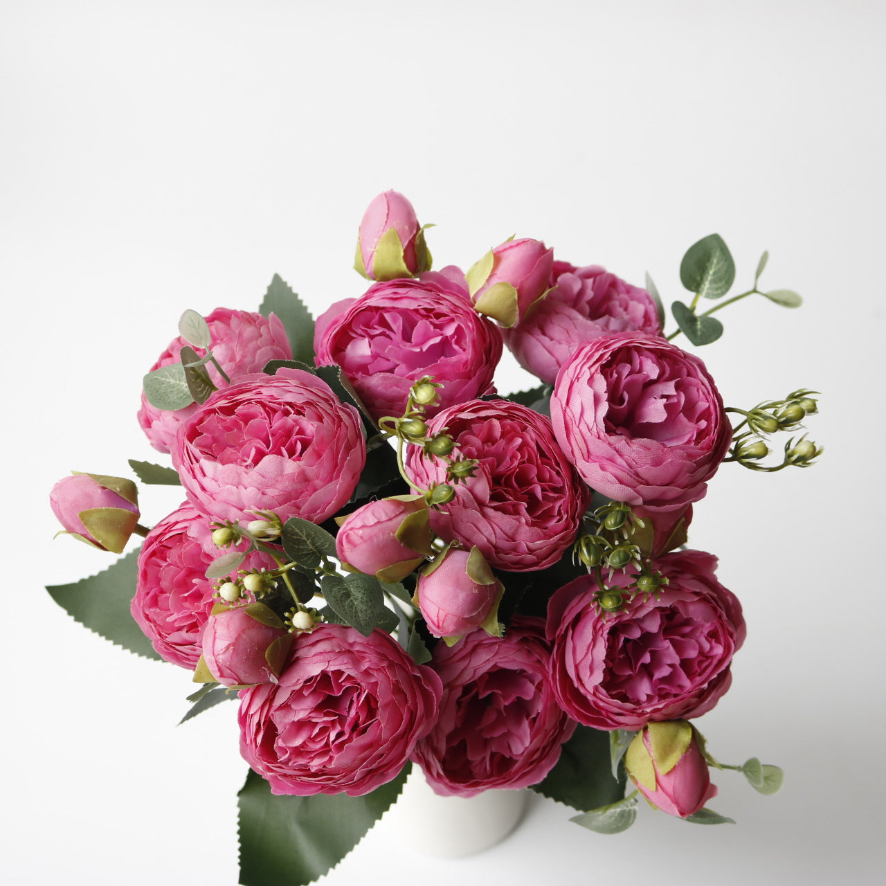 Valentine 5-Head Faux Peony Rose Floral Bouquet Decor