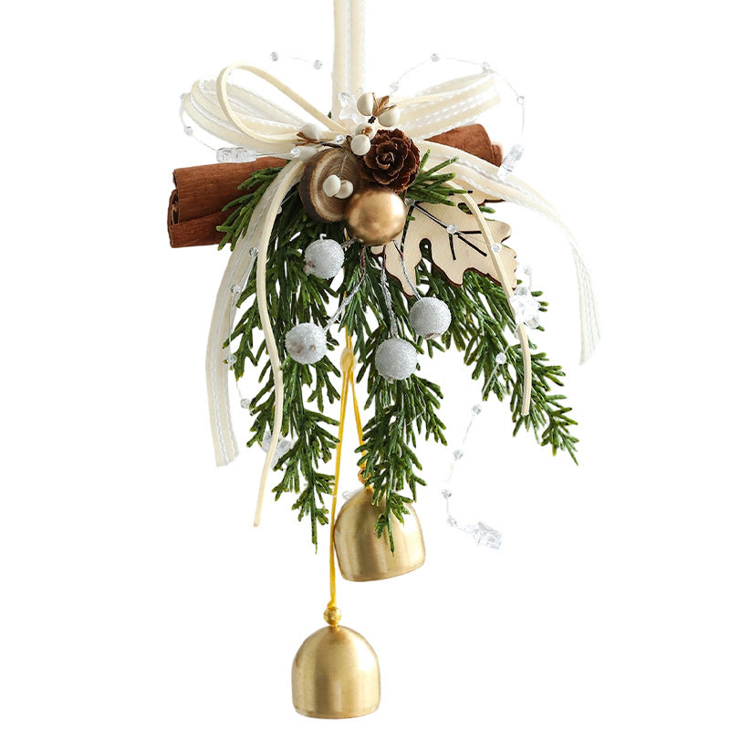Rustic Christmas Bell Door Hanger Pinecone Decor