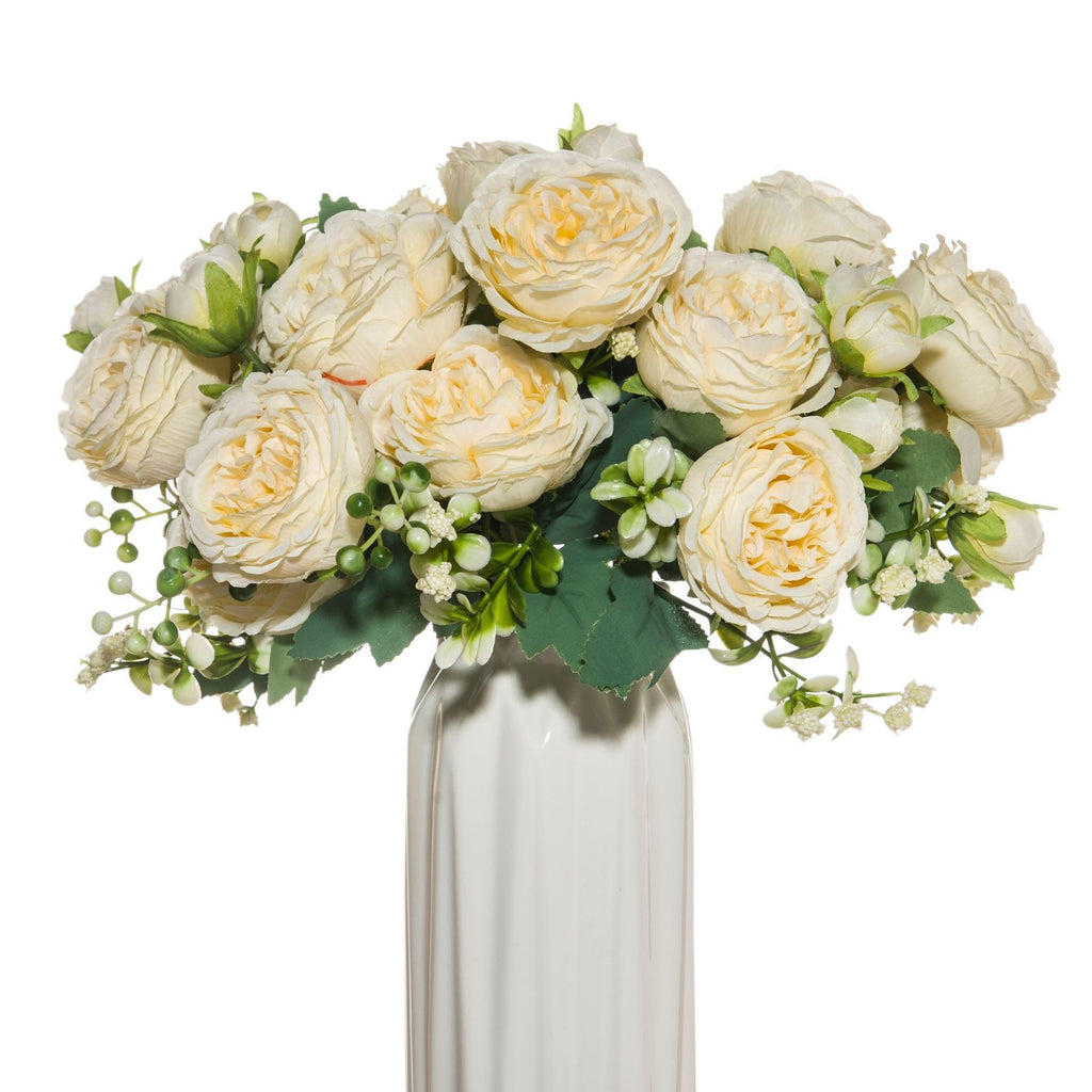 Artificial Peony Flower Arrangement Faux Silk Bouquet Decor
