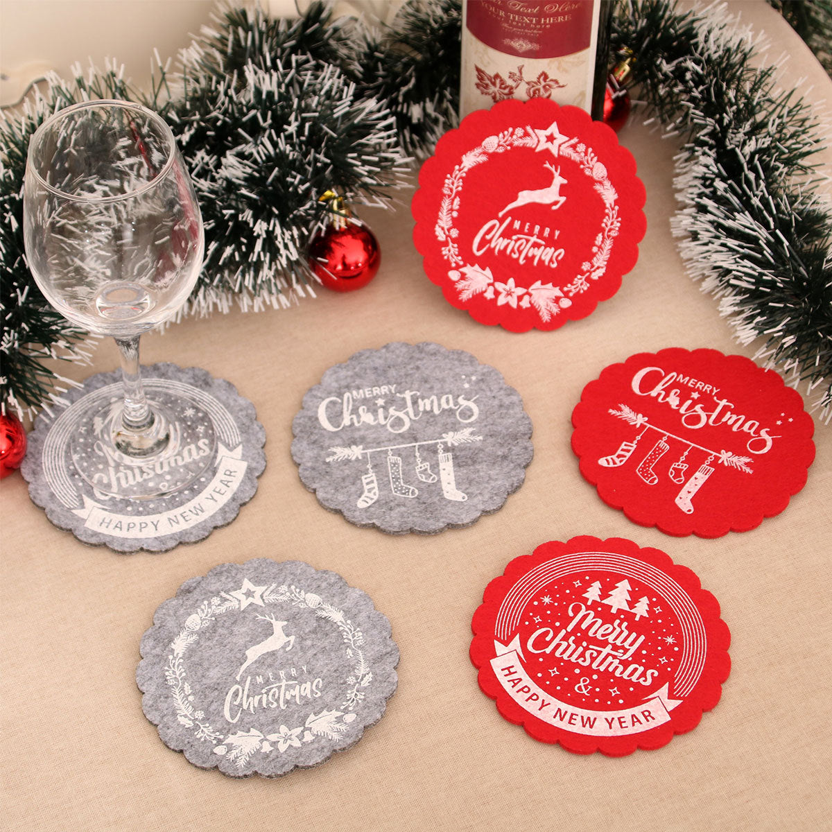 Christmas Felt Coaster Holiday Table Decor