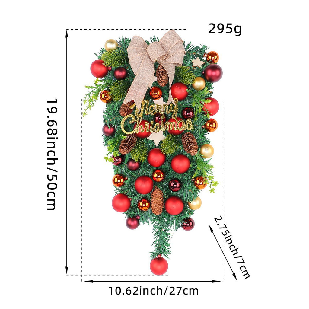 Christmas Teardrop Swag with Pine Cones and Ornaments