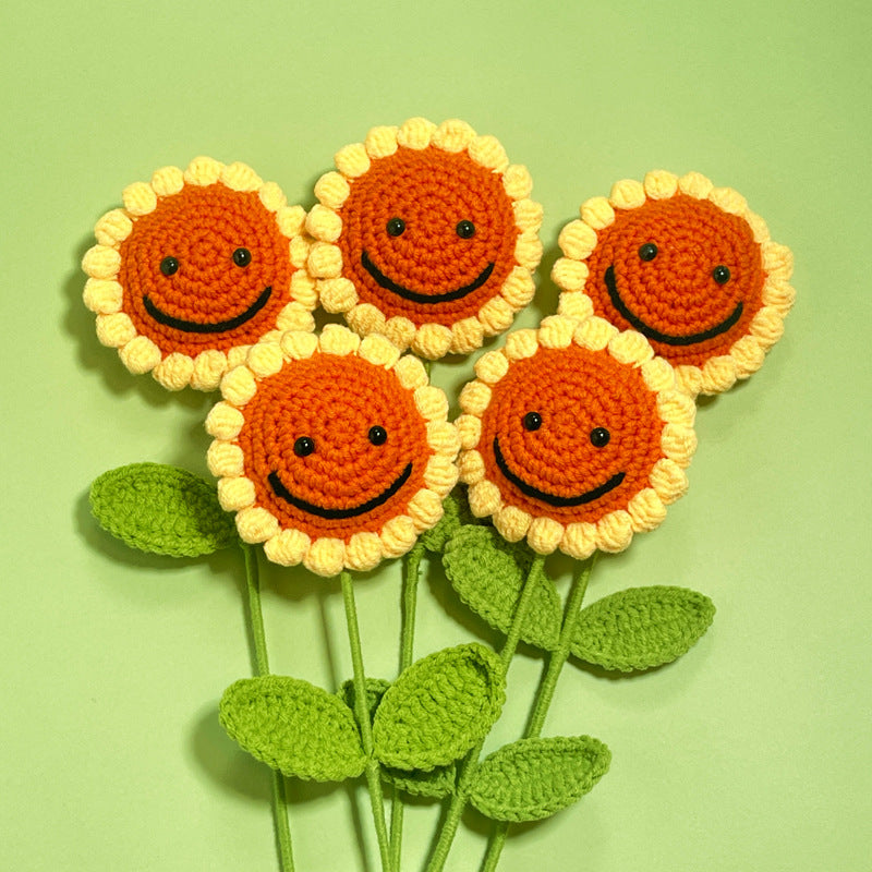 Crochet Sunflower Bouquet Handmade Yarn Flower Decor