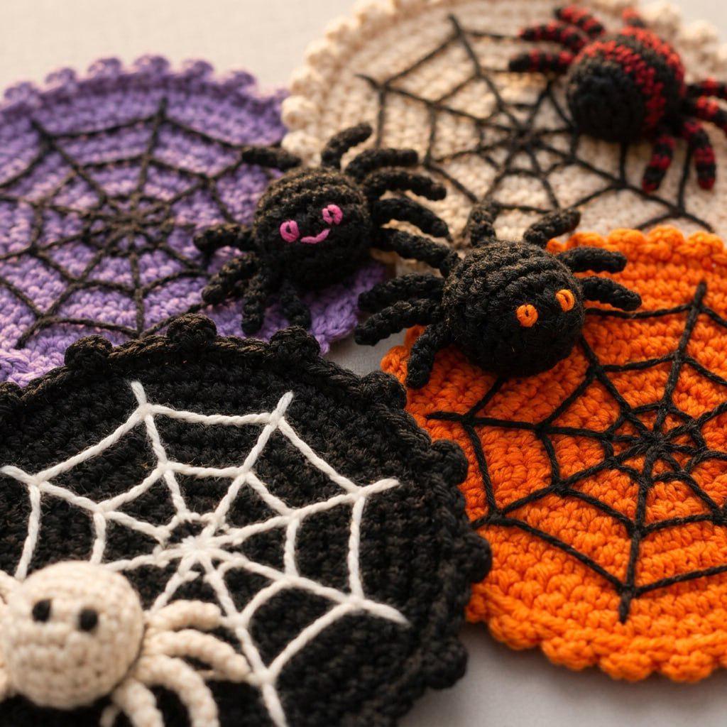 Crochet Spider Web Coaster Halloween Table Decor