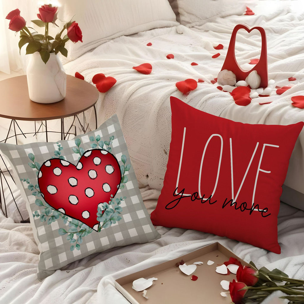 Valentine Heart Pillow Covers Decorative Linen Sofa Cushions