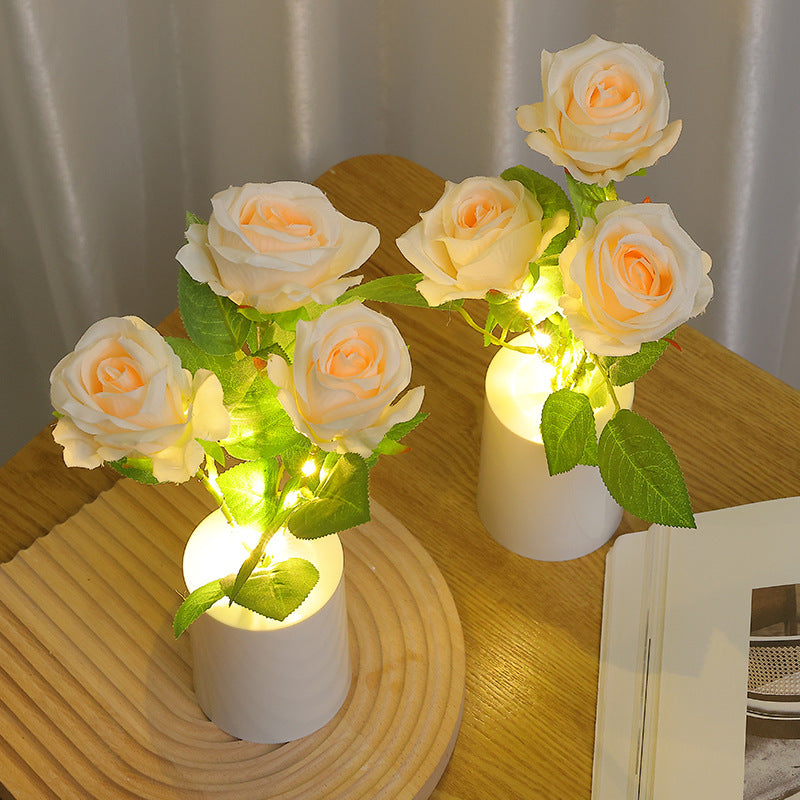 Rose Flower Night Light Battery Powered Table Lamp